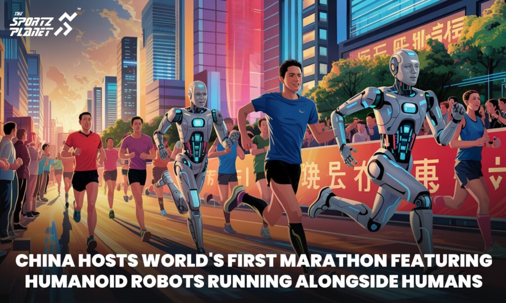 China Hosts World's First Marathon Featuring Humanoid Robots Running Alongside Humans